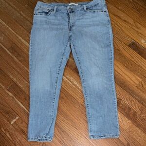 Levi's Light Blue Cropped Stretch Jeans - Ankle Length